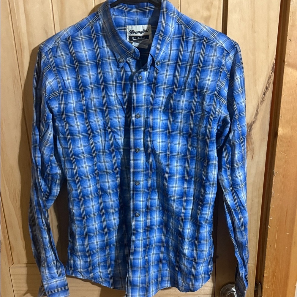 Wrangler RIATA Kids Blue Plaid Button-Down Shirt